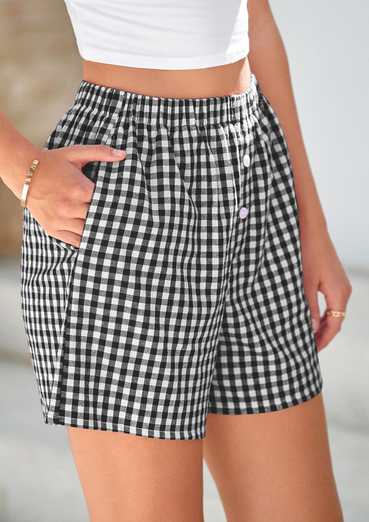 Womens Boxer Shorts 2025 Summer Casual Lounge Sleep Gingham Pajama Y2K Plaid Short Pants with Pockets