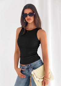 PRETTYGARDEN Womens Summer High Neck Ribbed Tank Tops Casual Basic Sleeveless Slim Fitted Racerback Workout T Shirts PRETTYGARDEN