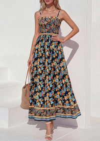 PRETTYGARDEN Womens Floral Maxi Dress Boho Casual Summer Spaghetti Strap Smocked Sleeveless Flowy Beach Vacation Dresses