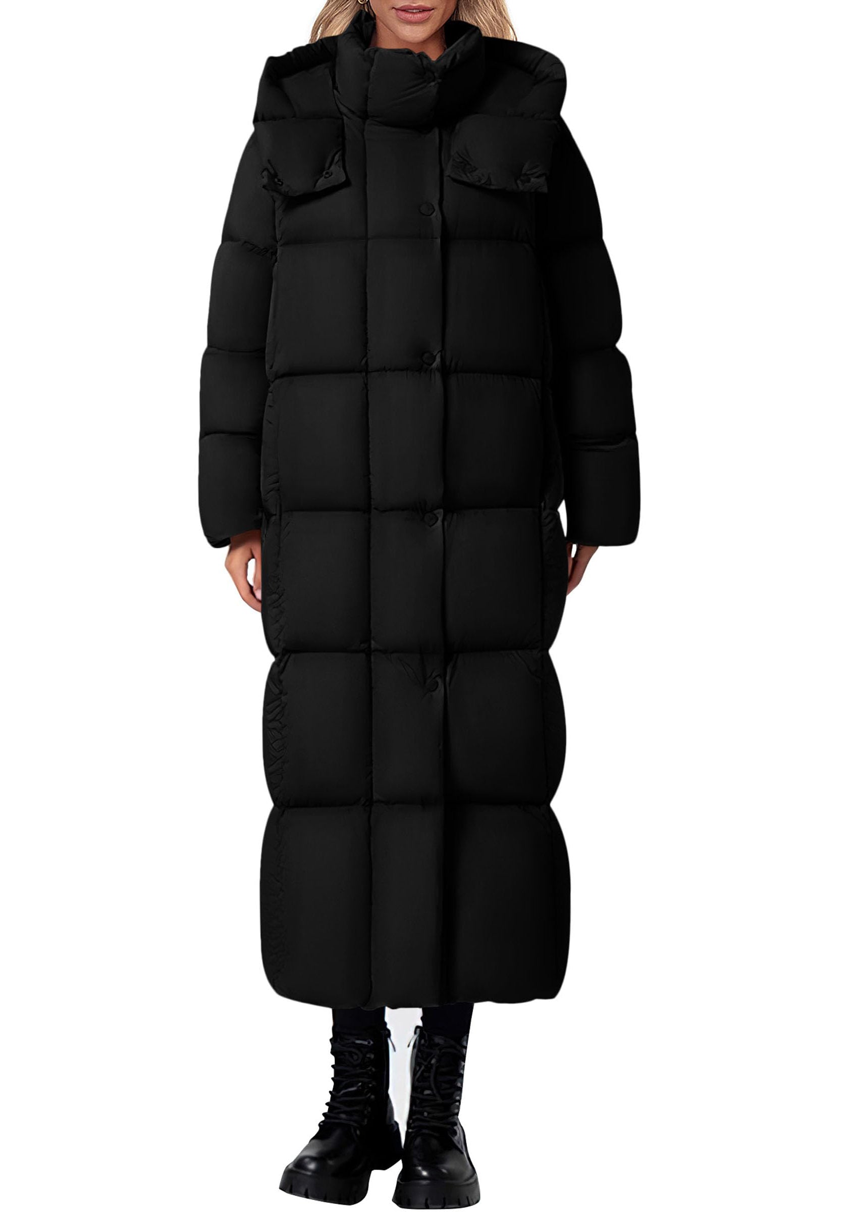 PRETTYGARDEN Women's Winter Long Puffer Coats Hooded Zip Up Casual Thickened Down Jackets Trendy Warm Clothes Outerwear