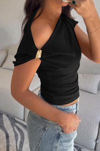 PRETTYGARDEN Womens Summer Off The Shoulder Crop Tops Ribbed Going Out Fitting T Shirts Trendy Spring Y2k Clothes PRETTYGARDEN