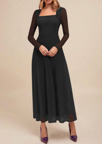 PRETTYGARDEN Women's Flowy Maxi Mesh Fall Cocktail Wedding Guest Dresses