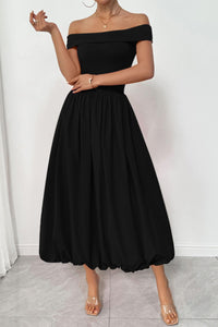 Womens Summer Off Shoulder Sleeveless Midi Dress Cocktail A Line Flowy Wedding Guest Dresses with Pockets