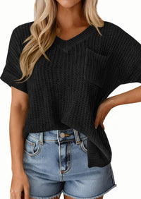 PRETTYGARDEN Women's Spring Short Sleeve Sweaters Lightweight V Neck Casual Going Out Summer T PRETTYGARDEN