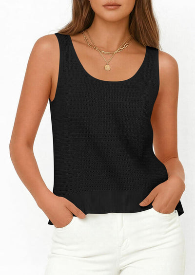 PRETTYGARDEN Womens Spring Crochet Tops Summer Sleeveless Scoop Neck Boho Sweater Tank Top Cute Beach Vacation Clothes PRETTYGARDEN