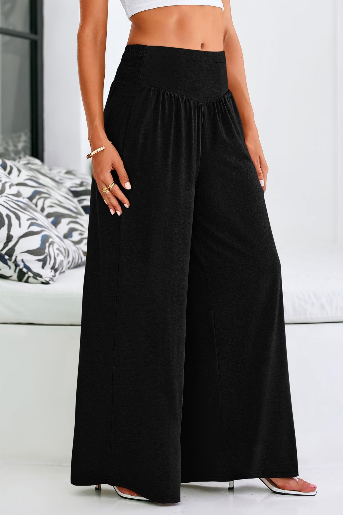 High Waisted Flowy Palazzo With Pockets