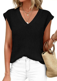 PRETTYGARDEN Women's Lightweight Sweaters Vest Spring Trendy Cap Sleeve V Neck Knit Tank Tops Summer Going Out Outfits PRETTYGARDEN