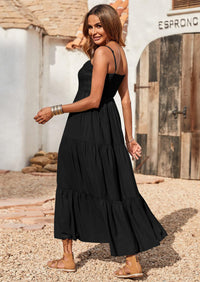 PRETTYGARDEN Women's Summer Maxi Dress Casual Boho Sleeveless Spaghetti Strap Smocked Tiered Long Beach Sundresses PRETTYGARDEN
