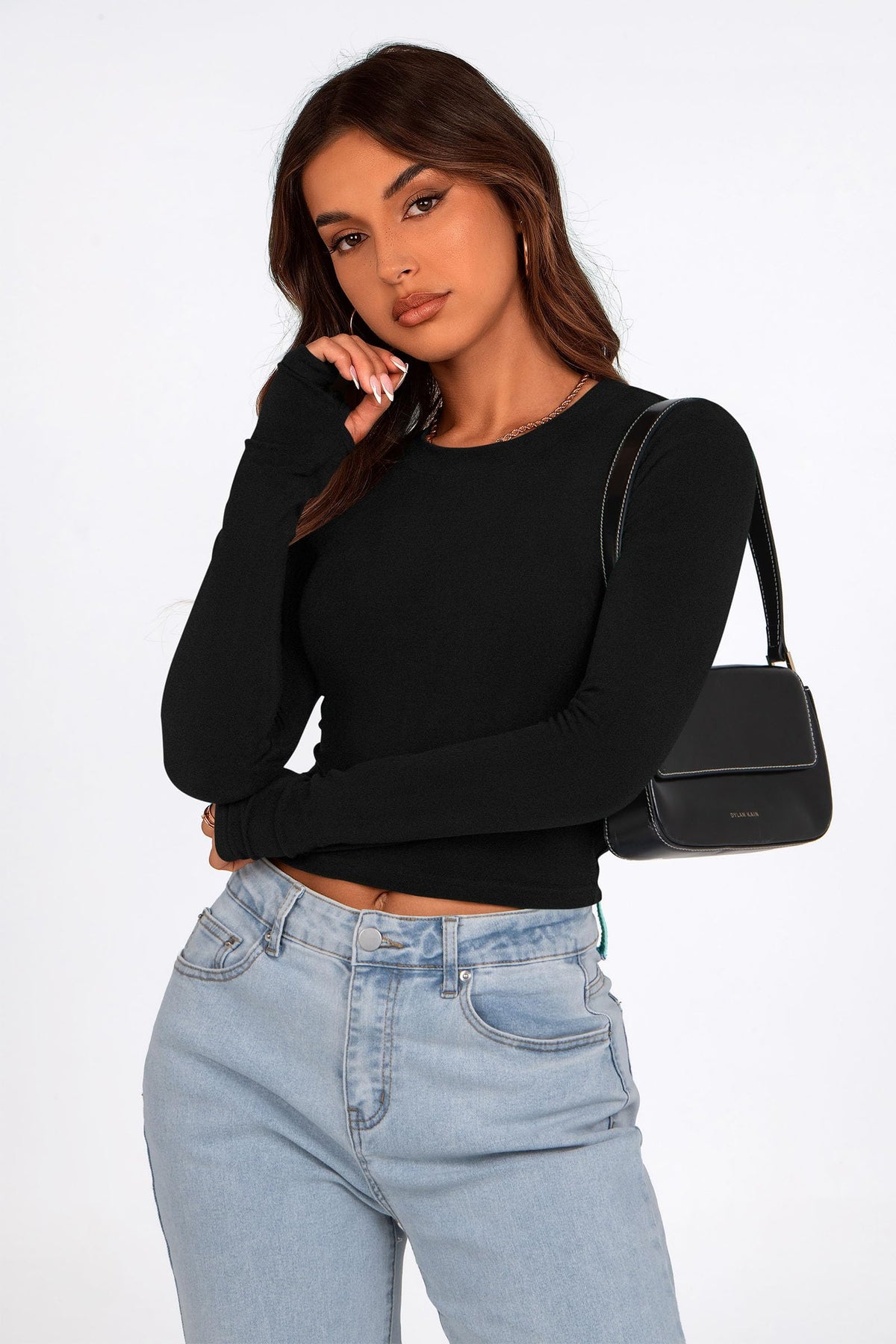 Long Sleeve Crop Tops Y2K Fashion Clothes Basic Slim Fit Tee Shirts Blouse