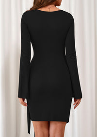 PRETTYGARDEN Women Mini Bodycon Dresses Long Sleeve Ruched Fitted Short Night Out Trendy Party Club Outfits Fall Clothes