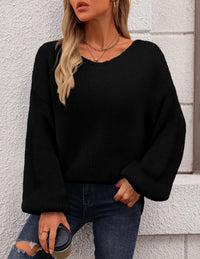 Fall Sweaters Chunky Loose Long Sleeve V Neck Oversized Dressy Casual Knit Pullover Tops