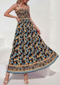 PRETTYGARDEN Womens Floral Maxi Dress Boho Casual Summer Spaghetti Strap Smocked Sleeveless Flowy Beach Vacation Dresses