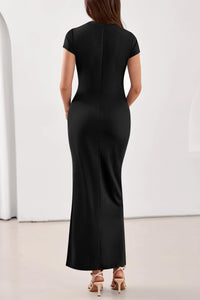 PRETTYGARDEN Womens Summer Maxi Dresses Casual Short Sleeve Crewneck Knit Slit T Shirt Dress Spring Long Beach Sundress PRETTYGARDEN