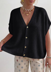 PRETTYGARDEN Batwing Short Sleeve Summer Cardigan Sweaters for Women Lightweight V Neck Button Oversized Sweater Tops PRETTYGARDEN