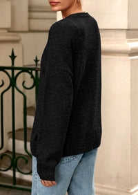 PRETTYGARDEN Fall Long Sleeve Cardigans for Women Trendy Open Front Winter Button Down Crewneck Soft Knit Sweater Jacket