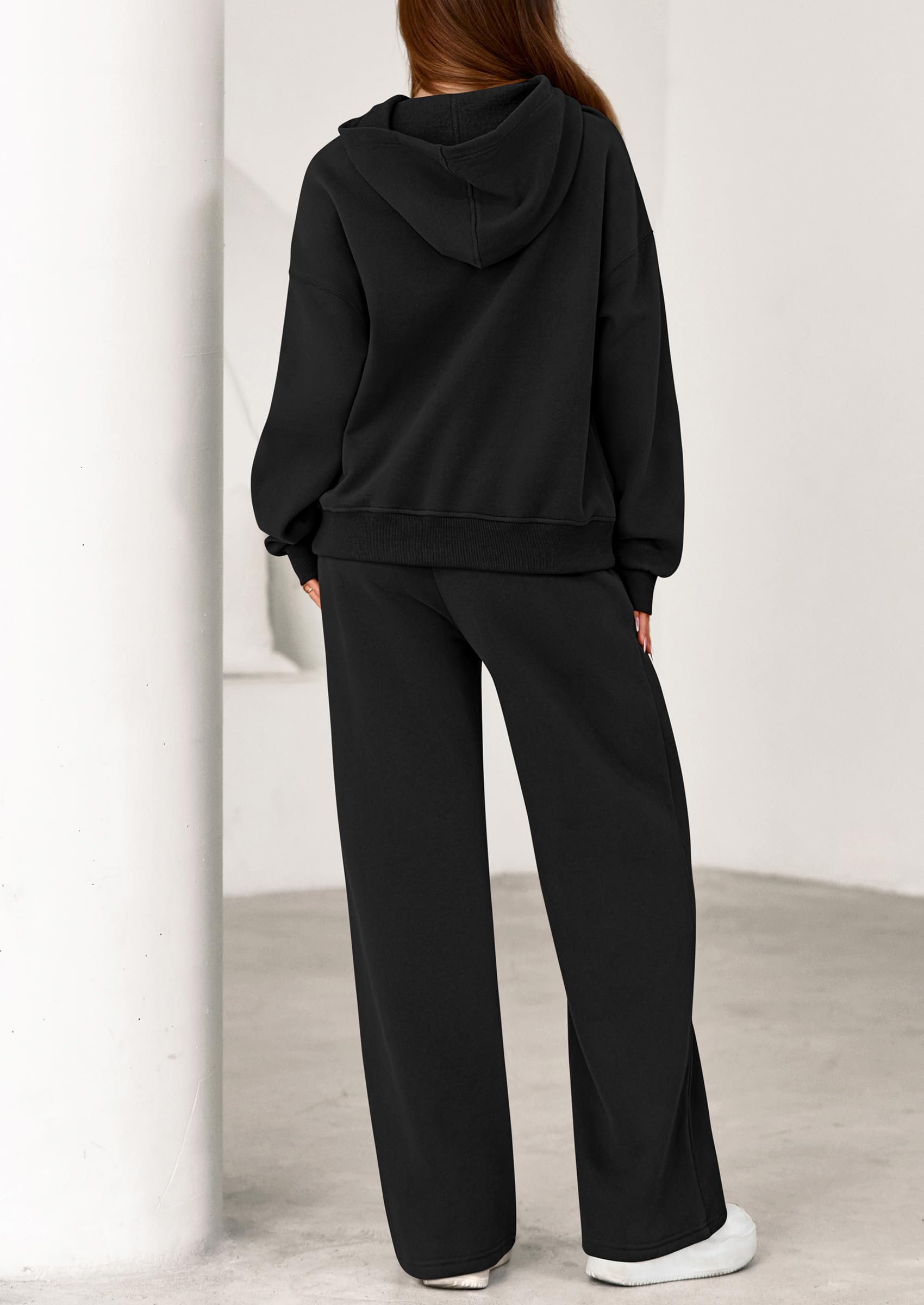 PRETTYGARDEN Women's 2 Piece Outfits Fall Sweatsuits Oversized Hoodies Wide Leg Sweatpants Tracksuits Lounge Matching Sets PRETTYGARDEN