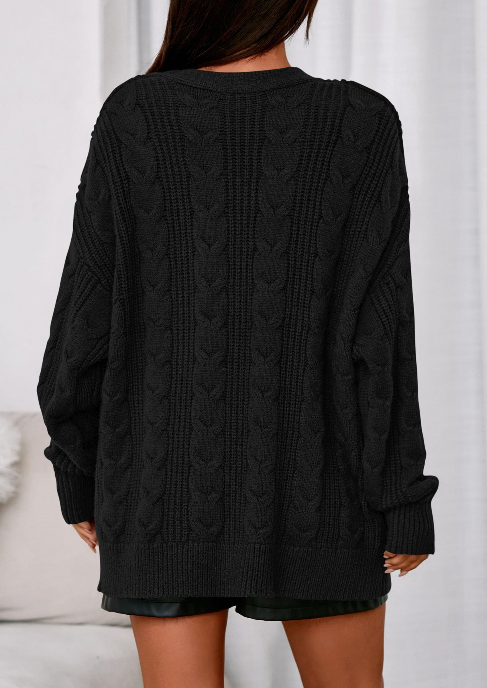 PRETTYGARDEN Women's Cable Knit Sweaters Fall Oversized Chunky Open Front Long Sleeve Cardigan Winter Coats