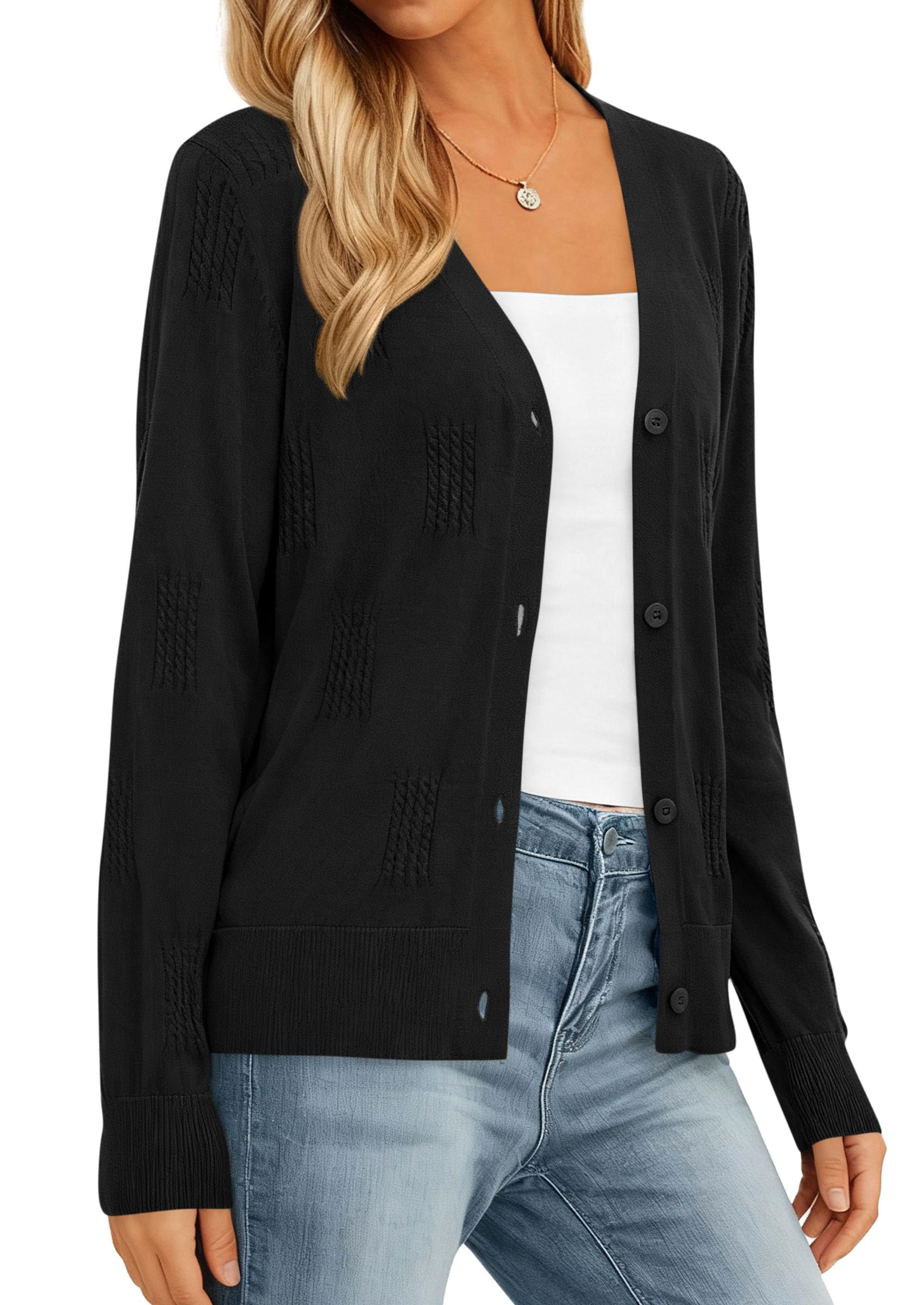 PRETTYGARDEN Women's Soft Winter Cardigan Sweaters Lightweight Knit Button Up Shrug Fall Sweater Tops PRETTYGARDEN