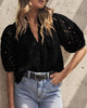 Hollow Out Lace Embroidered Blouse