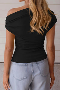 PRETTYGARDEN Womens Summer Off The Shoulder Crop Tops Ribbed Going Out Fitting T Shirts Trendy Spring Y2k Clothes PRETTYGARDEN