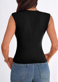 PRETTYGARDEN Womens T Shirts Spring Fashion V Neck Sleeveless Cute Going Out Tops Plain Fitted Tank Top Y2k Outfits PRETTYGARDEN