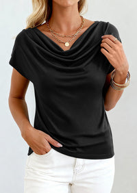 PRETTYGARDEN Blouses for Women Dressy Casual 2026 Summer Cowl Neck Short Sleeve Tops Spring Work Office Teacher Shirts PRETTYGARDEN