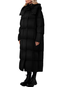 PRETTYGARDEN Women's Winter Long Puffer Coats Hooded Zip Up Casual Thickened Down Jackets Trendy Warm Clothes Outerwear