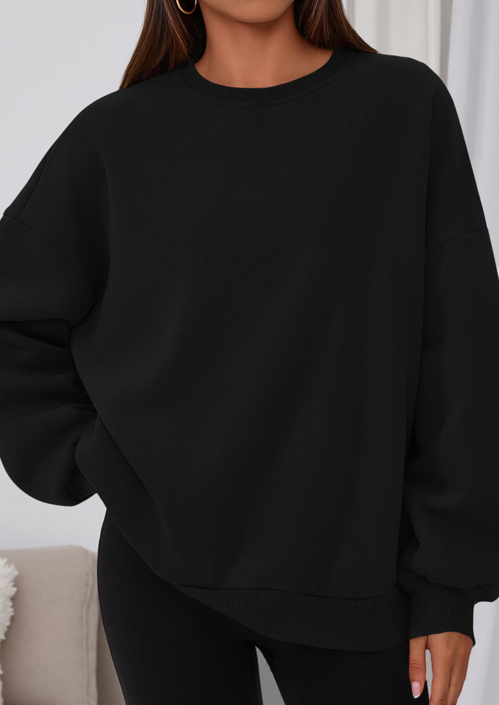 PRETTYGARDEN Sweatshirts for Women Oversized Crewneck Fleece Pullover Long Sleeve Tops Comfy Fall Winter Fashion Outfits