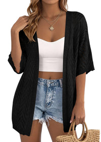 PRETTYGARDEN Summer Cardigan Sweaters for Women Lightweight  Short Sleeve Knit Coverup Spring Beach Vacation Clothes PRETTYGARDEN