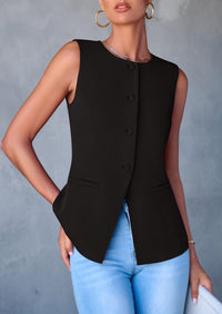 Women's Summer Suit Vest Tops 2025 Dressy Business Casual Sleeveless Button Down Trendy Fashion Blazer Waistcoat