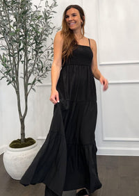 PRETTYGARDEN Women's Summer Maxi Dress Casual Boho Sleeveless Spaghetti Strap Smocked Tiered Long Beach Sundresses PRETTYGARDEN