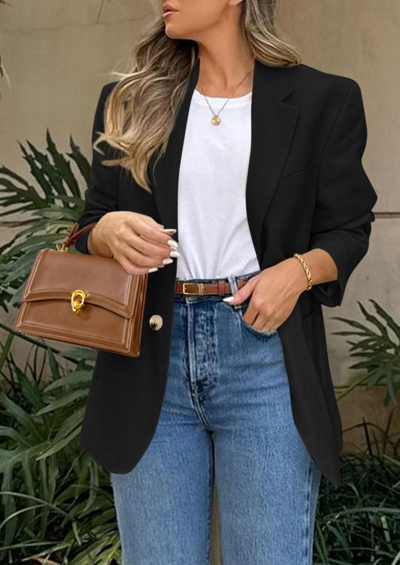 PRETTYGARDEN Blazers for Women Business Casual Long Sleeve Lapel Open Front Suit Jacket Work Blazer with Pockets