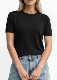 PRETTYGARDEN Women's Short Sleeve Sweaters Spring Crew Neck Knit Work Shirts Business Casual Tops Summer Fashion Clothes PRETTYGARDEN