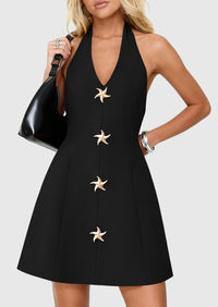 PRETTYGARDEN Cocktail Dresses for Women Short Summer Elegant Halter V Neck Sleeveless A Line Spring Mini Party Dress PRETTYGARDEN