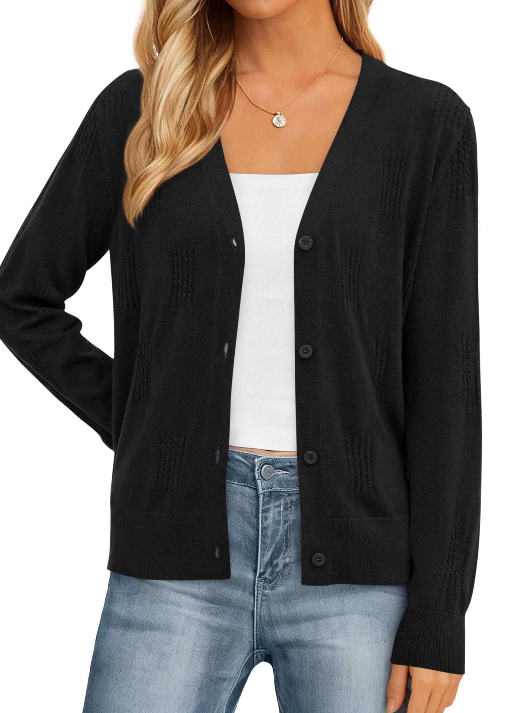 PRETTYGARDEN Women's Soft Winter Cardigan Sweaters Lightweight Knit Button Up Shrug Fall Sweater Tops PRETTYGARDEN