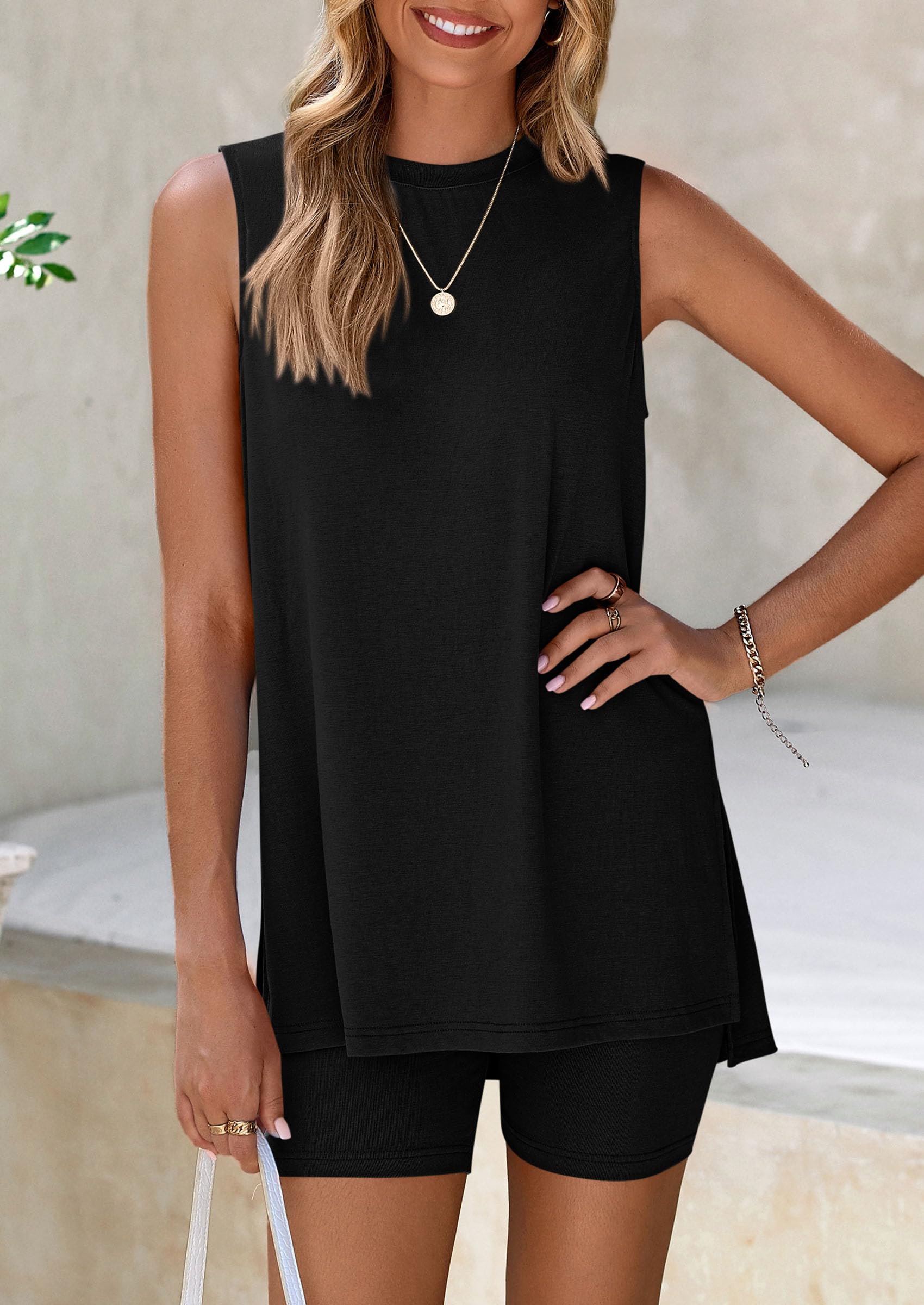 PRETTYGARDEN 2 Piece Sets for Women Summer Matching Lounge Shorts Set Resort Airport Travel Loungewear Outfits Clothing