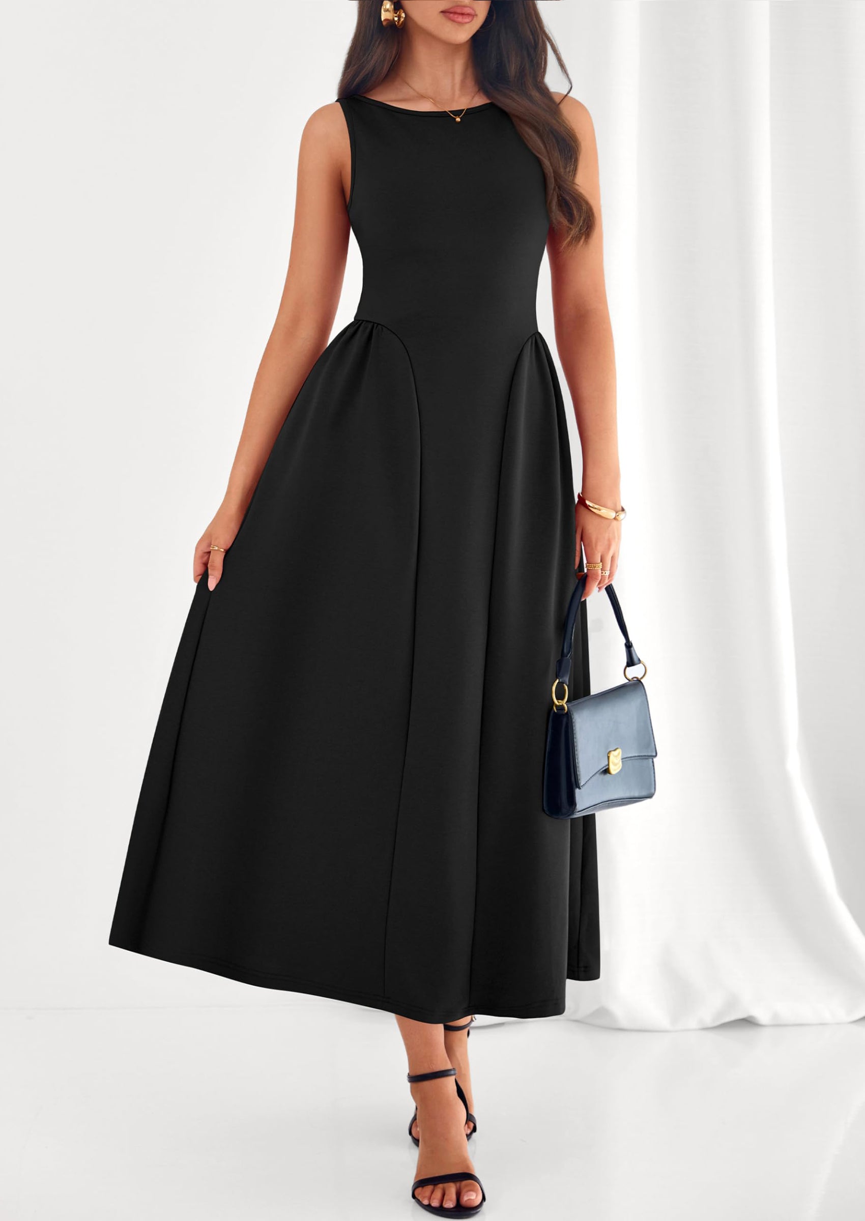 PRETTYGARDEN Summer Sleeveless Maxi Dresses for Women Elegant Classy A Line Tank Formal Midi Long Wedding Guest Dress PRETTYGARDEN