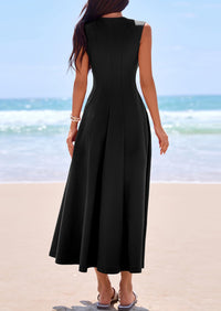 PRETTYGARDEN Sleeveless Crewneck Summer Maxi Dresses for Women Elegant Classy Semi Formal A Line Modest Party Dress PRETTYGARDEN