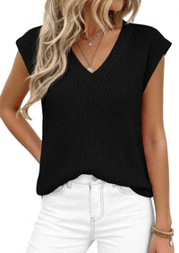 PRETTYGARDEN Women's Lightweight Sweaters Vest Spring Trendy Cap Sleeve V Neck Knit Tank Tops Summer Going Out Outfits PRETTYGARDEN