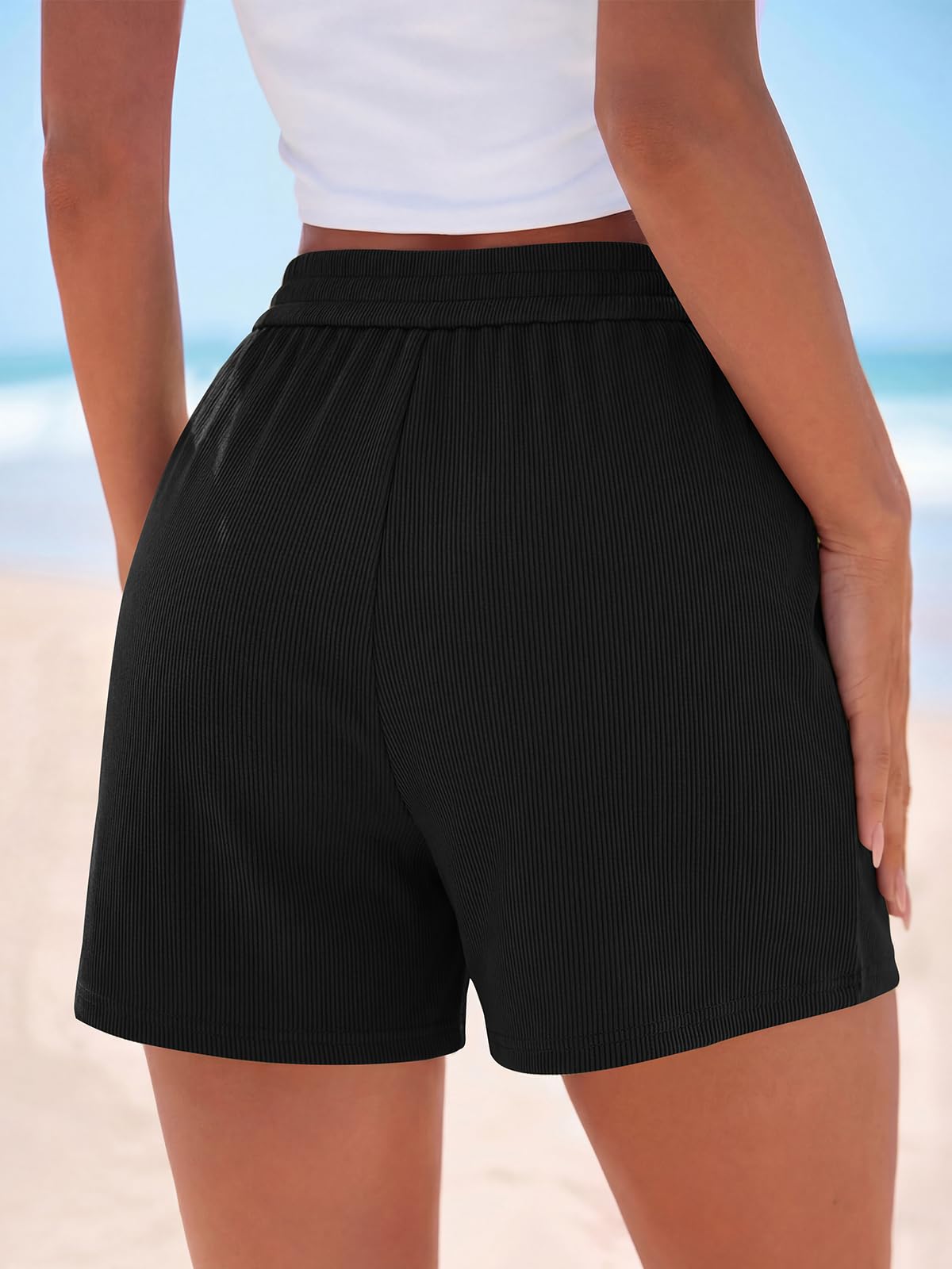 PRETTYGARDEN Flowy Summer Shorts for Women High Waisted Wide Leg Knitted Wide Leg Soft Pajama Shorts Women Vacation Outfits PRETTYGARDEN