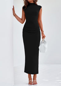 PRETTYGARDEN Women's Summer Maxi Dress Ruched Bodycon Sleeveless Formal Wedding Guest Elegant Cocktail Party Slit Dresses PRETTYGARDEN