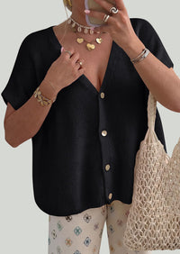 PRETTYGARDEN Batwing Short Sleeve Summer Cardigan Sweaters for Women Lightweight V Neck Button Oversized Sweater Tops PRETTYGARDEN