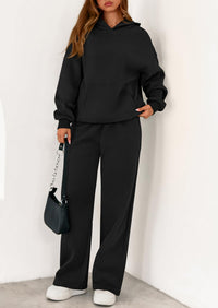 PRETTYGARDEN Women's 2 Piece Outfits Fall Sweatsuits Oversized Hoodies Wide Leg Sweatpants Tracksuits Lounge Matching Sets PRETTYGARDEN