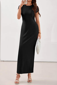 PRETTYGARDEN Womens Summer Maxi Dresses Casual Short Sleeve Crewneck Knit Slit T Shirt Dress Spring Long Beach Sundress PRETTYGARDEN