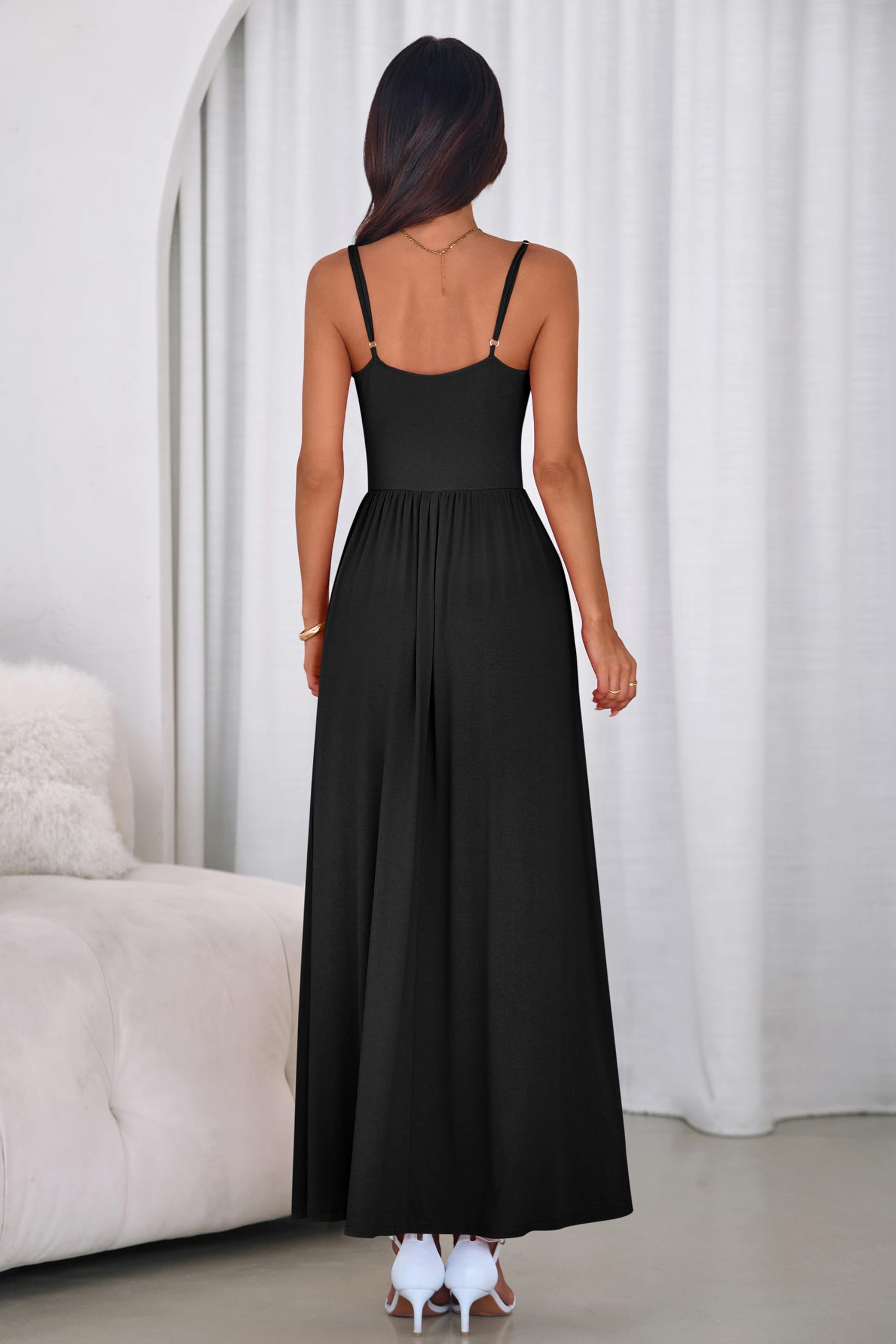 PRETTYGARDEN Womens Spaghetti Strap Maxi Dresses Sleeveless Summer Dress Long Casual Knit Flowy Beach Sundresses with Pockets PRETTYGARDEN