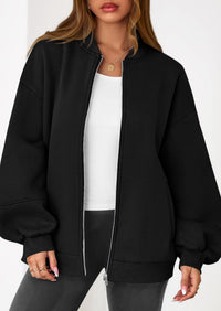 KIRUNDO Oversized Sweatshirt for Women Zip Up Bomber Jacket Fall Fashion Casual Long Sleeve Outerwear Winter Outfits PRETTYGARDEN