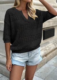 PRETTYGARDEN Womens Crochet Tops Casual Cotton Hollow Out Knit Short Sleeve Oversized Sweater for Women Summer Beach Cover Up PRETTYGARDEN