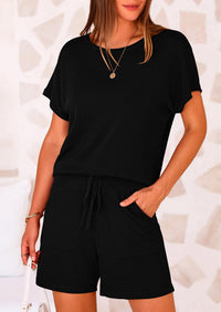 PRETTYGARDEN Two Piece Set for Women Summer Lounge Sets Shorts And Short Sleeve Tops Knitted Matching Travel Spring Outfits PRETTYGARDEN