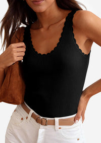 PRETTYGARDEN Womens Summer Sleeveless Tank Tops V Neck Ruffle Lightweight Ribbed Knit Shirt Casual Going Out Top PRETTYGARDEN