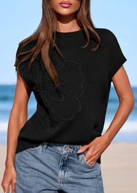 PRETTYGARDEN Women's Spring Sweater Vest Trendy Flower Knit Short Sleeve Cute Pullover Tank Tops Summer Fashion Clothing PRETTYGARDEN